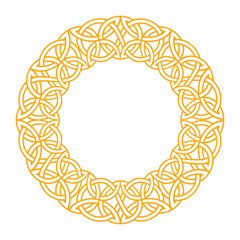 Circular frame featuring intricate celtic and nordic knot patterns, ideal for artistic designs.