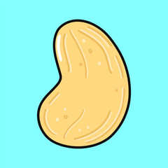 Cashew nut cartoon drawing on blue background