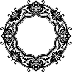 Elegant ornamental border set for invitation cards and stationery designs featuring a classic silhouette style