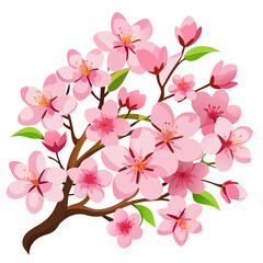 Elegant silhouette of a realistic cherry blossom cluster with delicate petals and soft subtle shadows perfect for spring and floral designs