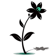 Elegant floral silhouette casting a delicate shadow on a clean white background creating a subtle and artistic decorative element for design projects