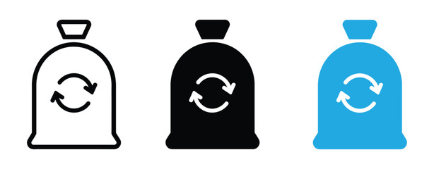 Trash bag outline icon collection or set. Trash bag Thin vector line art, vector illustration on white background