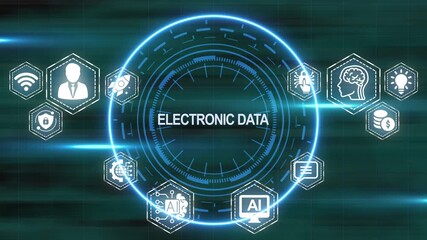 Futuristic digital interface showcasing electronic data processing and modern technology - Powered by Adobe