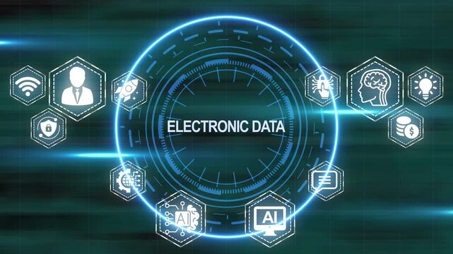 Futuristic digital interface showcasing electronic data processing and modern technology - Powered by Adobe