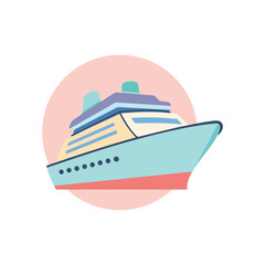 Obraz premium Cartoon cruise ship sailing in a pink circle