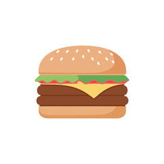 A juicy cheeseburger with lettuce and cheese, isolated on a