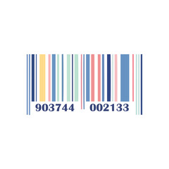 Close up of a colorful barcode with numbers