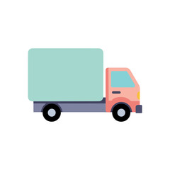 Fototapeta premium A simple flat illustration of a delivery truck with a large cargo box