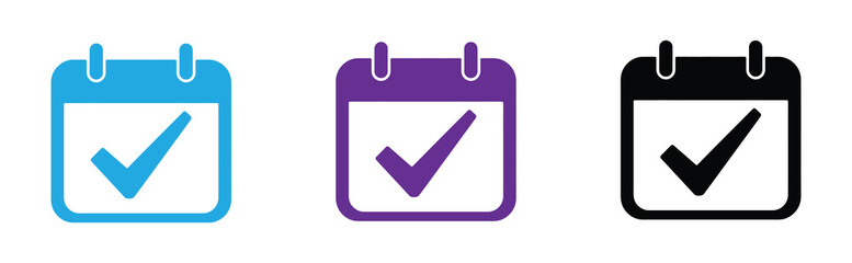 Calendar flat icon set. Deadline, calendar notification, reminder organizer. Containing date, schedule, month, week, appointment, agenda, organization, and event icons. Vector illustration. © JannatGraphicDesign