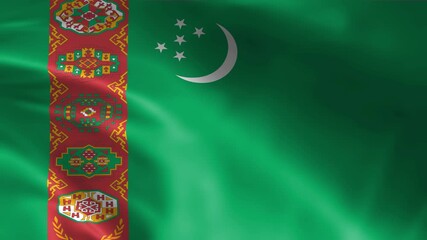 seamless Turkmenistan flag animation, national day or politics or sport event - 3D rendering - slow motion