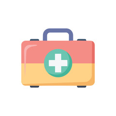 Obraz premium A pink and yellow first aid kit with a green cross