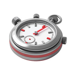 Retro Style Stopwatch With Red Second Hand And White Dial Isolated On A White Background