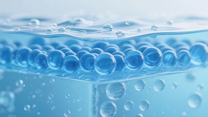 Soft water-like material three-layer cross-sectional view: the thin top layer is a transparent water flow.