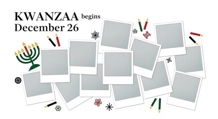 Kwanzaa celebration photo collage isolated on white background
