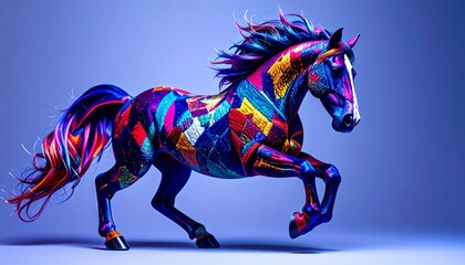 Playfully Awkward Horse in Vibrant Colors