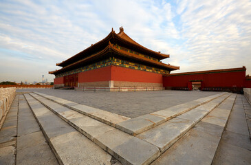 Obraz premium Dusk palace ancient architecture sunset scenery in the Forbidden City, Beijing, China