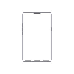 Minimalist smartphone outline with modern notch and sleek design isolated on transparent background