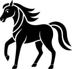  Horse, zodiac sign stock illustration silhouette vector icon , black and white , white background