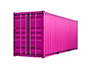 Vivid pink cargo shipping container on black background