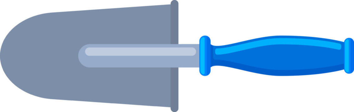 Gardening trowel with blue handle flat design