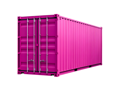 Vivid pink cargo shipping container on black background