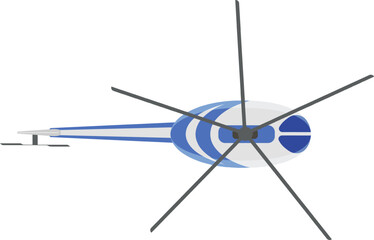Helicopter flying top view showing rotor blades