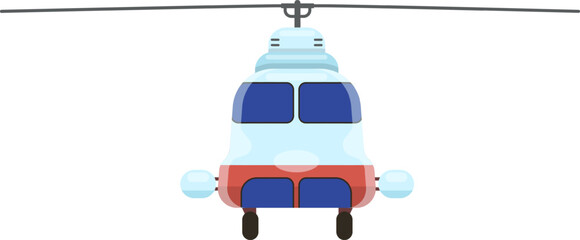 Helicopter cartoon flying above with visible rotor