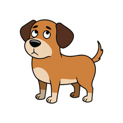 Cute Brown Cartoon Puppy Looking Up Illustration