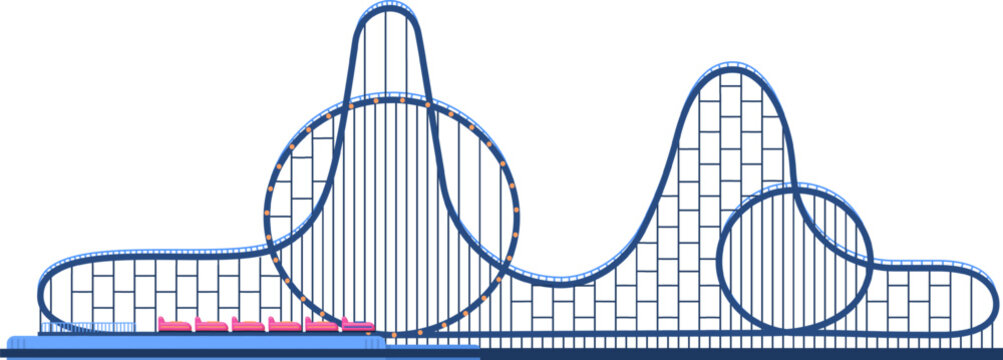 Roller coaster ride with loops at amusement park