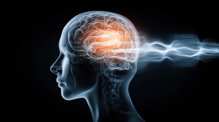 Abstract concept of brain consuming excessive thoughts symbolizing overload.