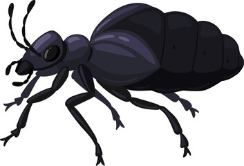 Dark oil beetle insect cartoon illustration