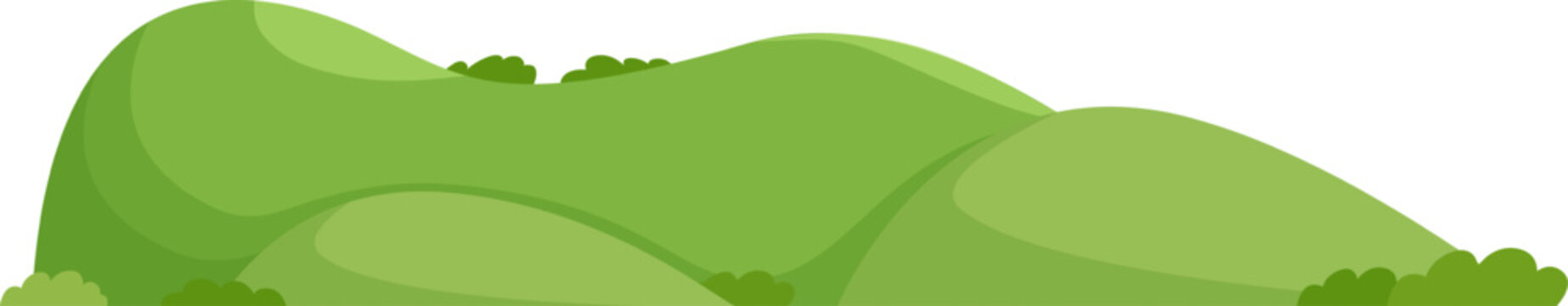 Green rolling hills background cartoon landscape drawing