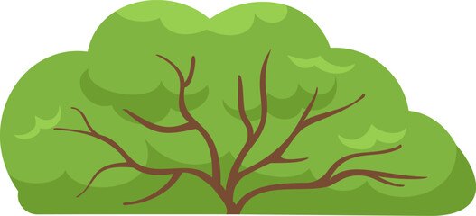 Green bush plant cartoon vector isolated