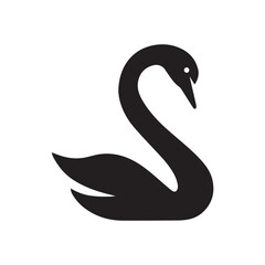 Minimalist Swan Silhouette with Curved Neck Isolated on White Vector