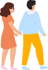 Couple walking holding hands showing togetherness and relationship