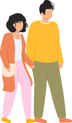 Couple walking holding hands together flat design