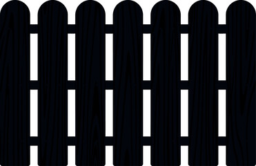 Black wooden picket fence boundary illustration