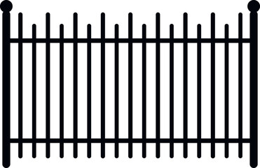 Black iron railings forming a barrier for property protection