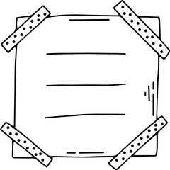 Blank note card doodle with tape for reminders