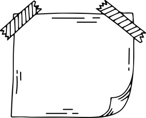 Blank note paper taped as reminder message