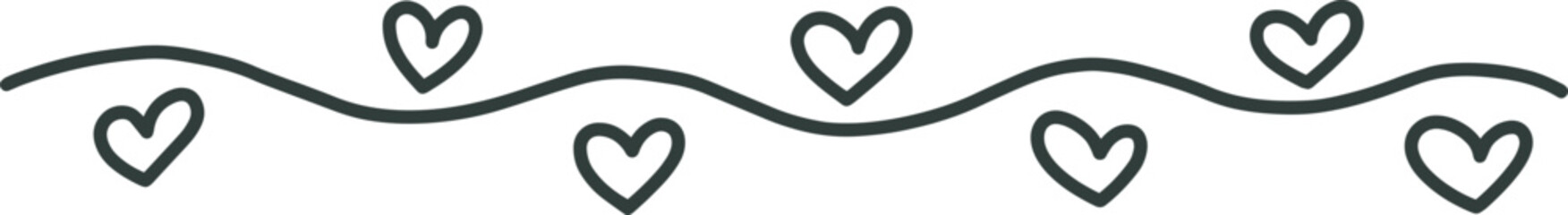 Hand drawing wavy border with loving hearts pattern
