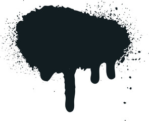 Black ink splash with dripping paint and grunge effect