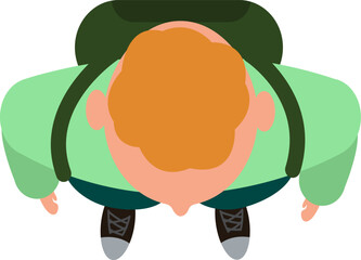 Person with backpack walking top view flat design