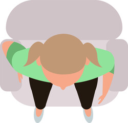 Person relaxing in armchair top view illustration