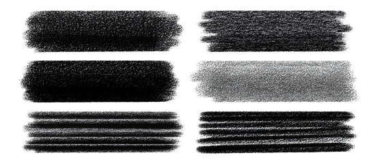 Gritty chalk and crayon brush strokes collection with various textured lines and solid shapes for graphic design elements.