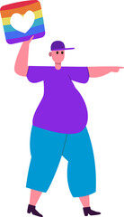 Person holding rainbow heart for LGBTQ plus pride