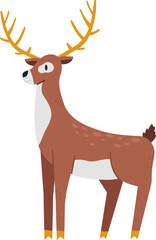 Cartoon deer standing looking up vector illustration