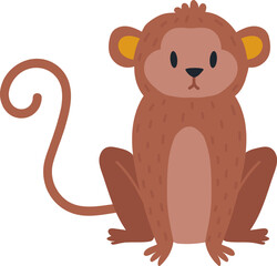 Cartoon monkey sitting cute animal illustration design