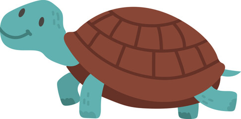 Cute cartoon turtle walking with a happy smile