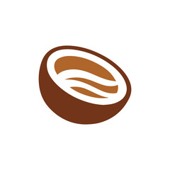 Stylized Coconut Vector &ndash; Minimalist Brown Tropical Fruit Design with Glow Effect.